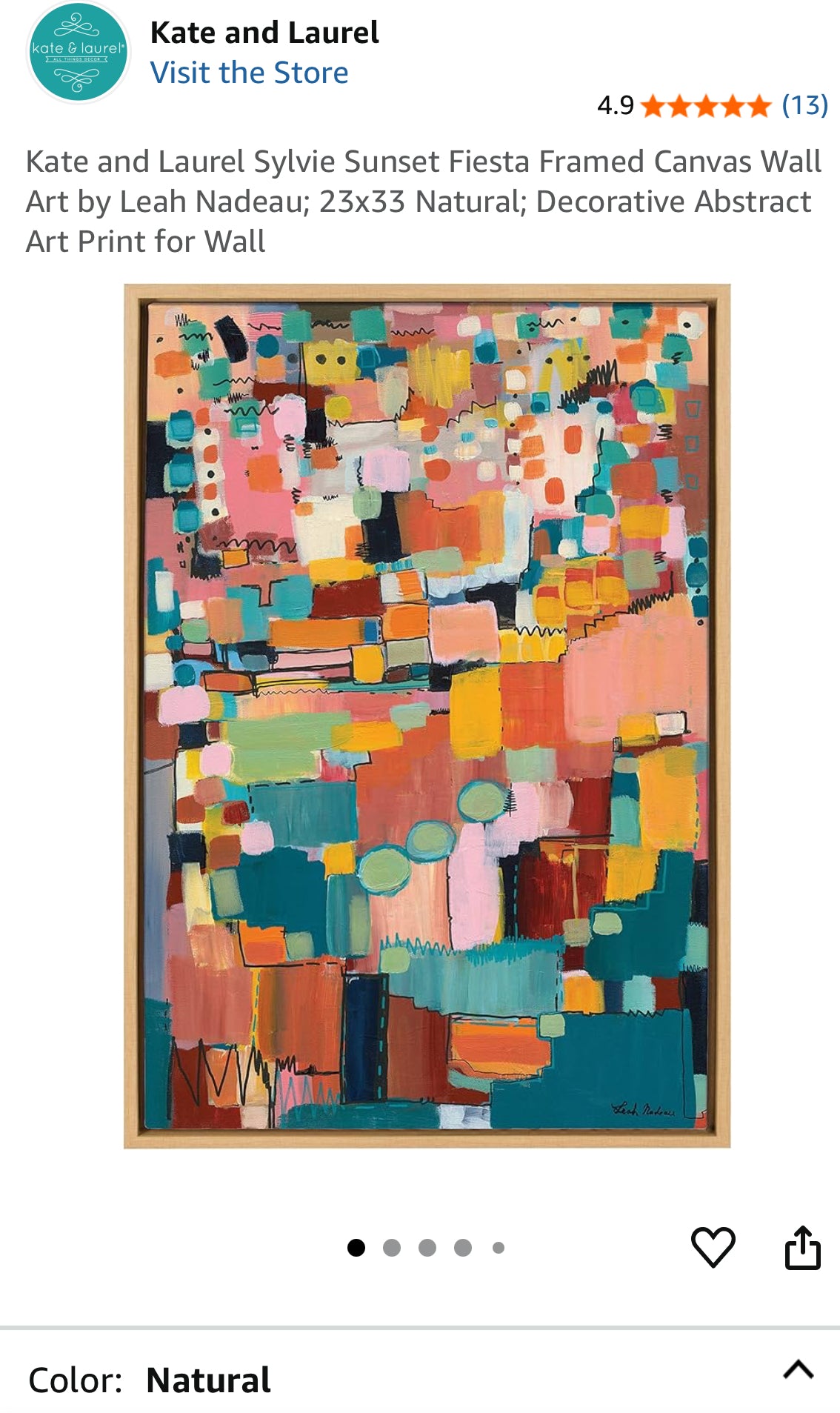 Colorful 23x33 natural framed canvas 💐