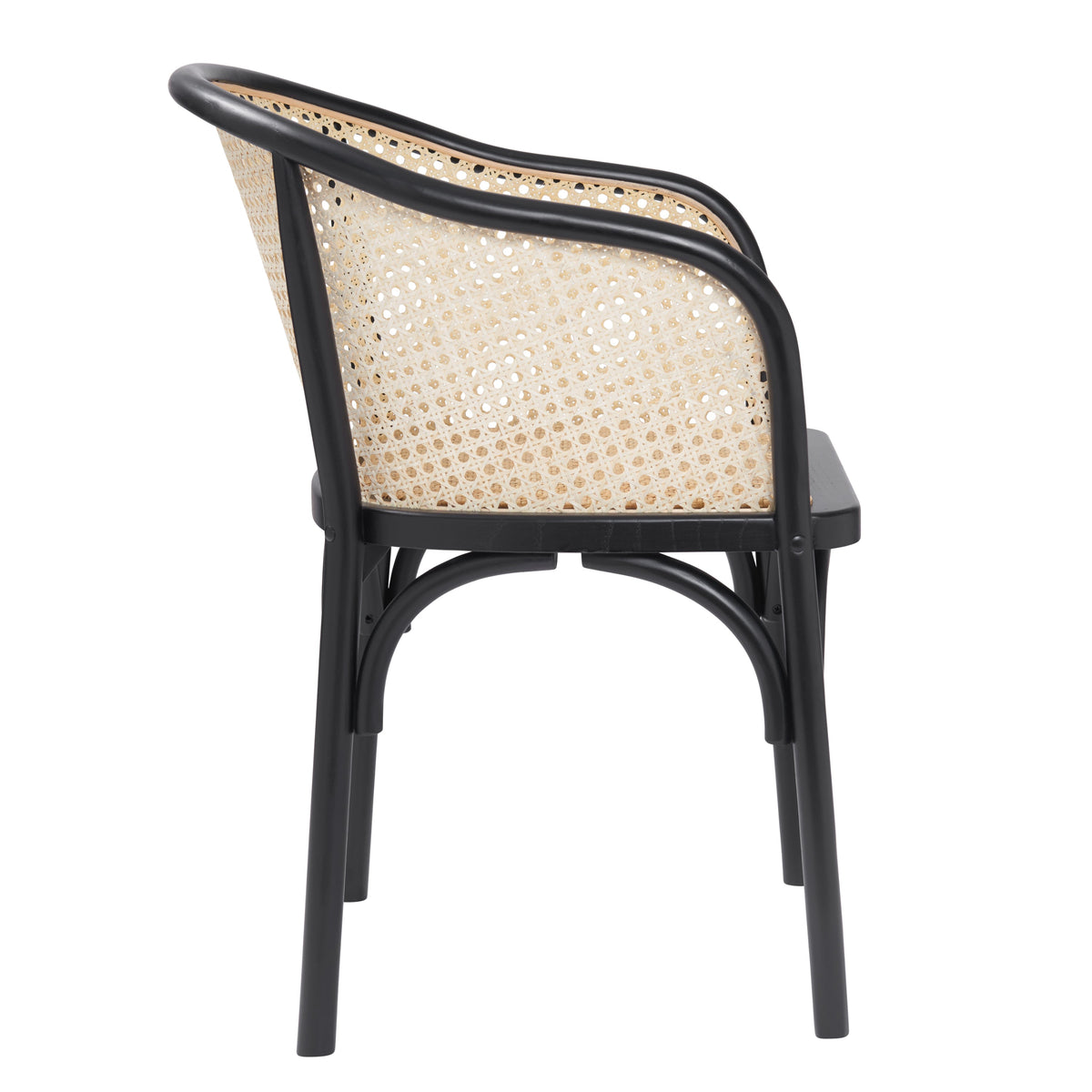 Black cane back dining armchair