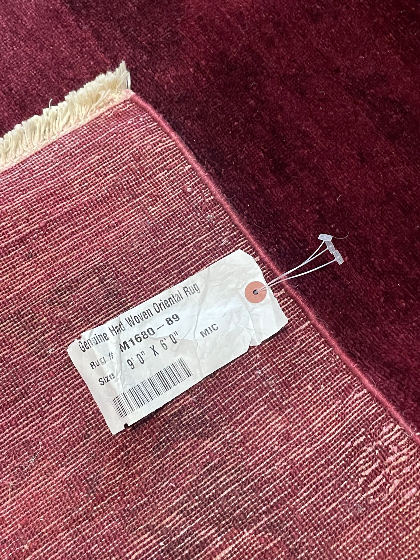 6x9 maroon handknotted wool rug w/ white fringe 🌹