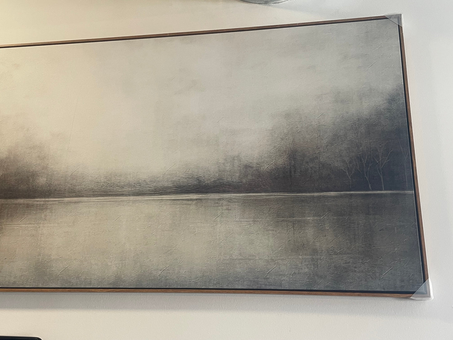 Peaceful 30x60 grey & green framed landscape 