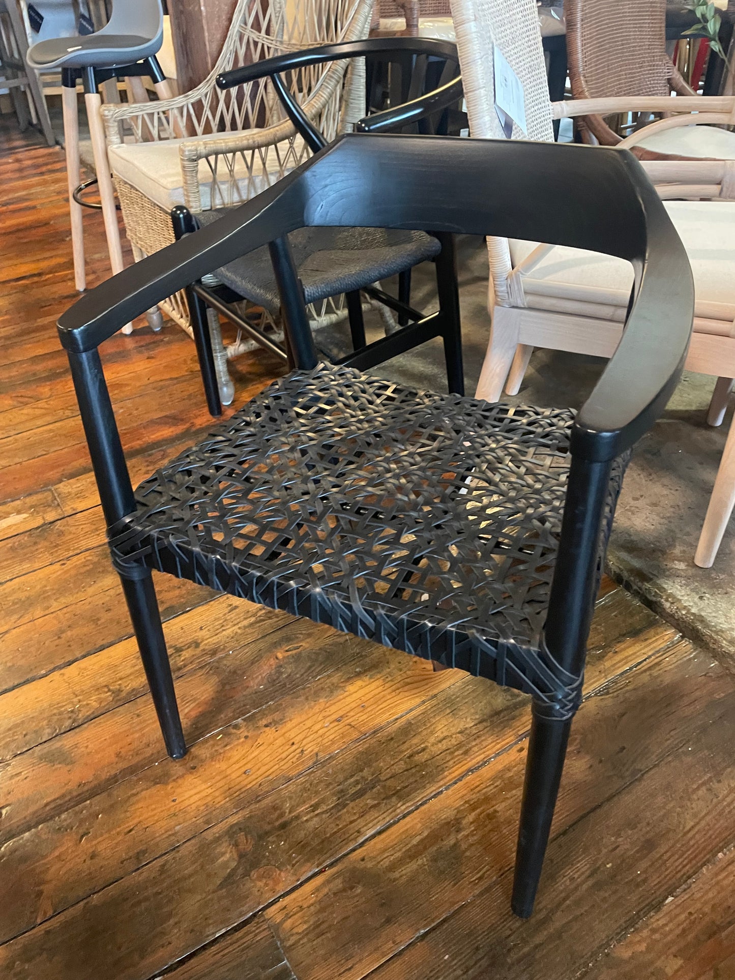 Black wood & woven leather Sungkai accent chair 🖤