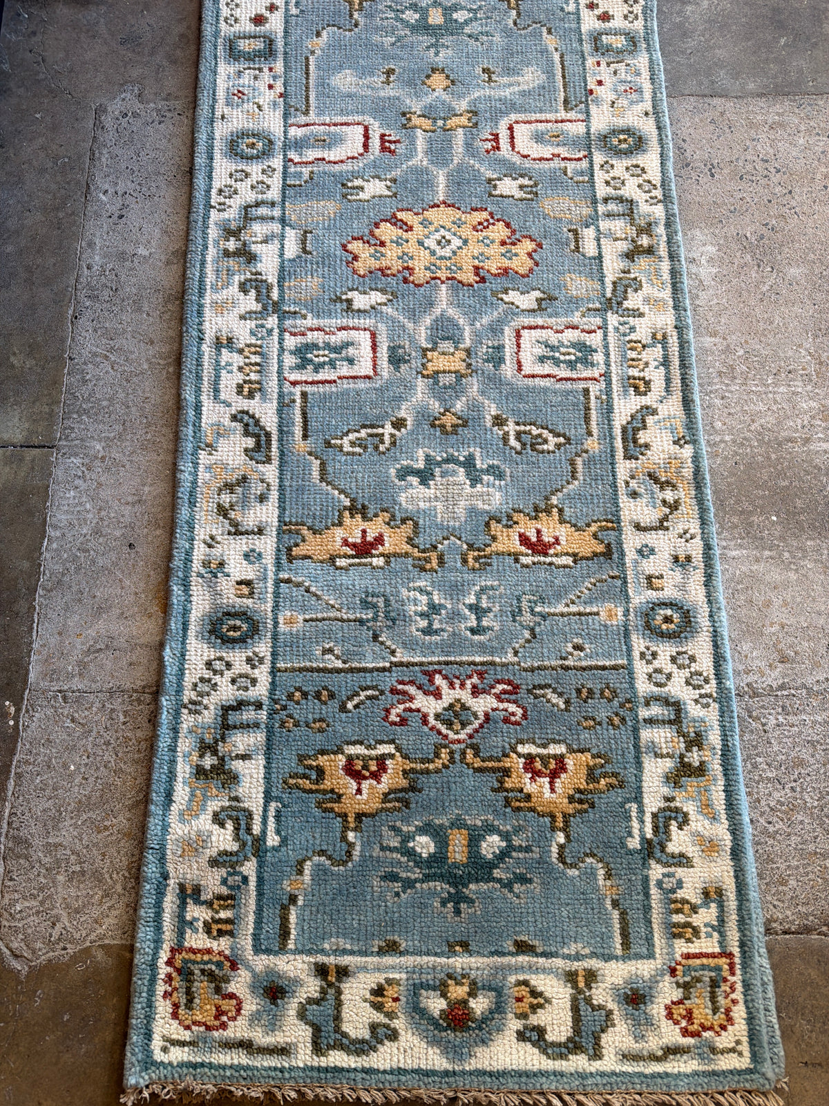 2’6” x 7’ Oushak blue wool runner