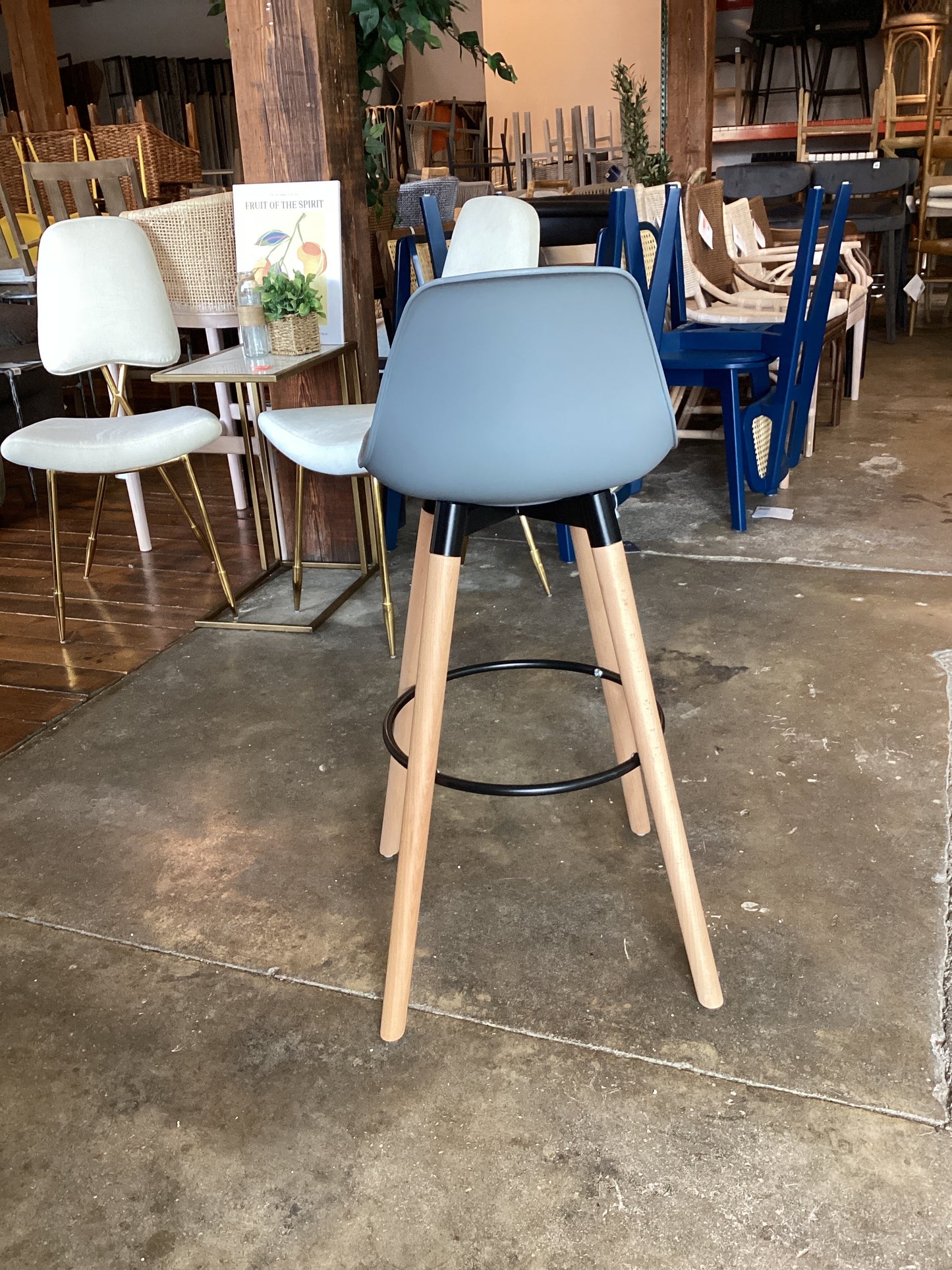 3 blue/gray modern mini counterheight stools 🩶