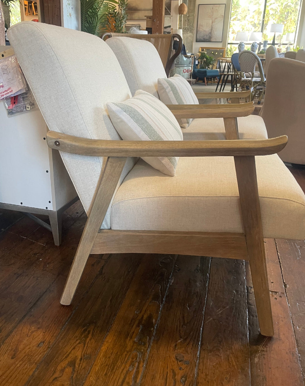 2 modern flax linen accent chairs 🪴