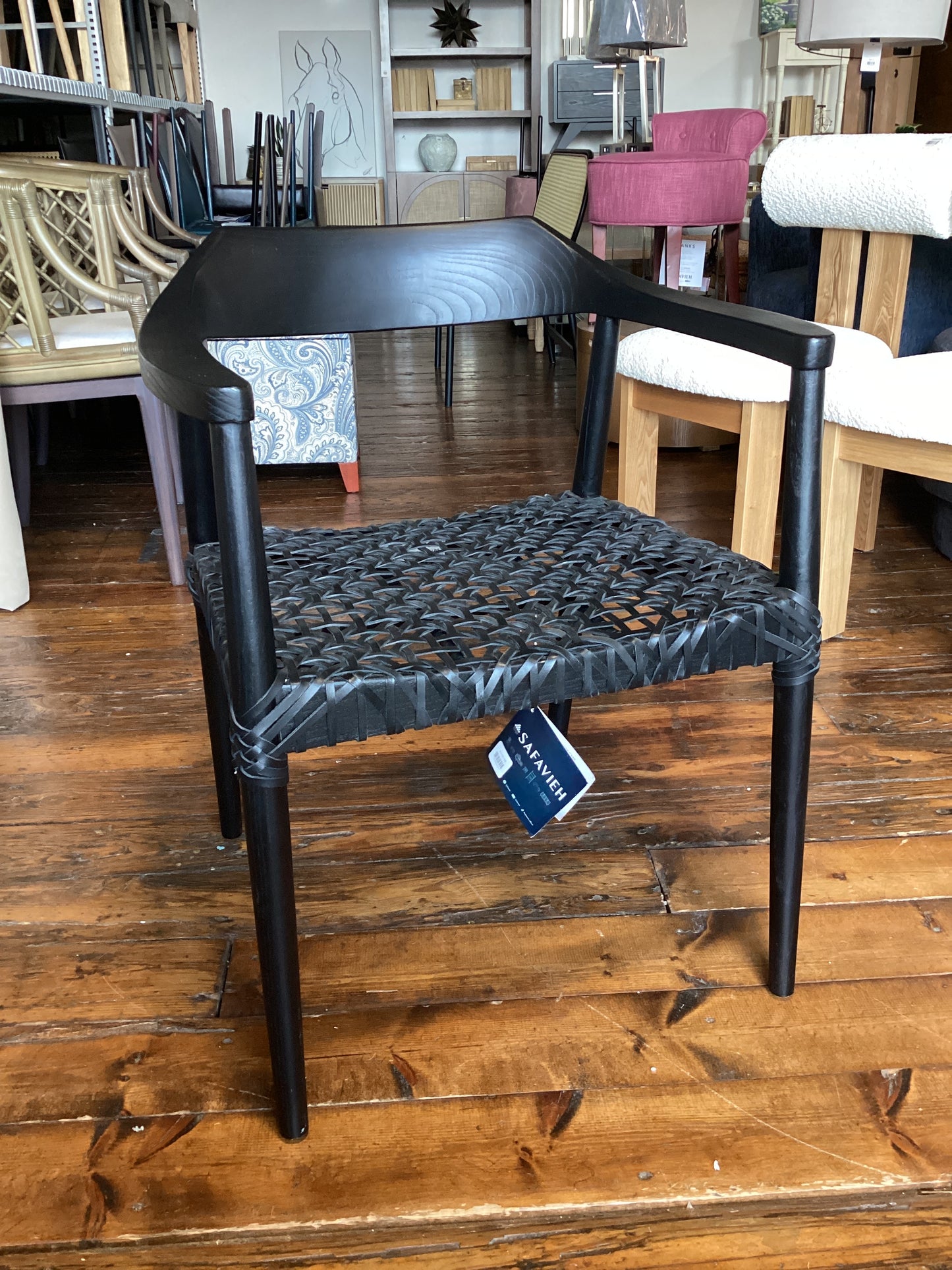 Black wood & woven leather Sungkai accent chair 🖤