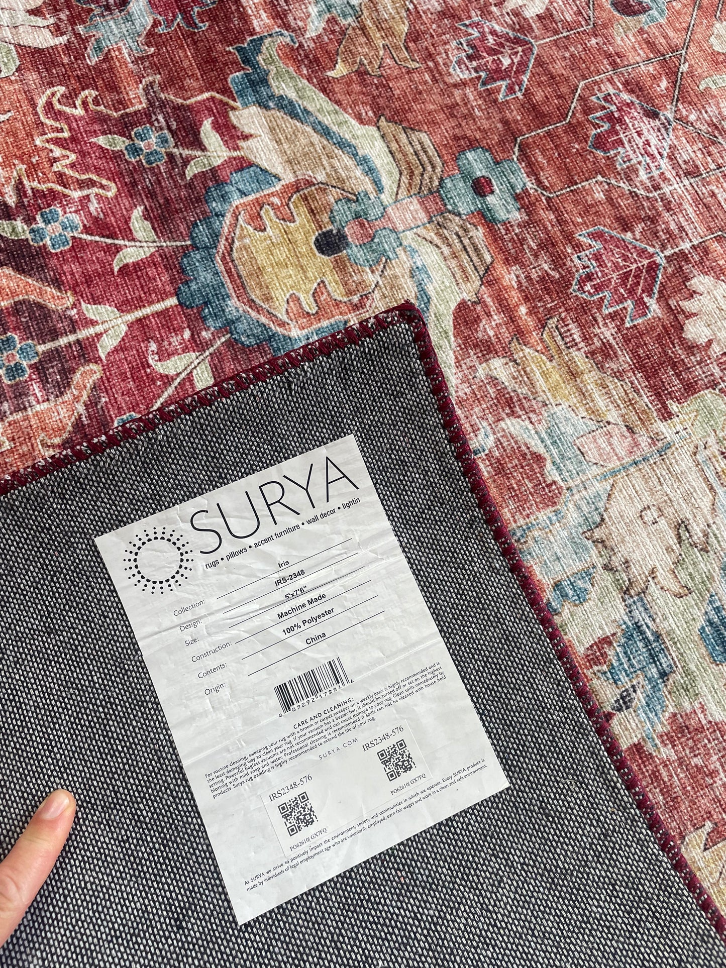 5x7 red & blue botanical Surya rug 🌺