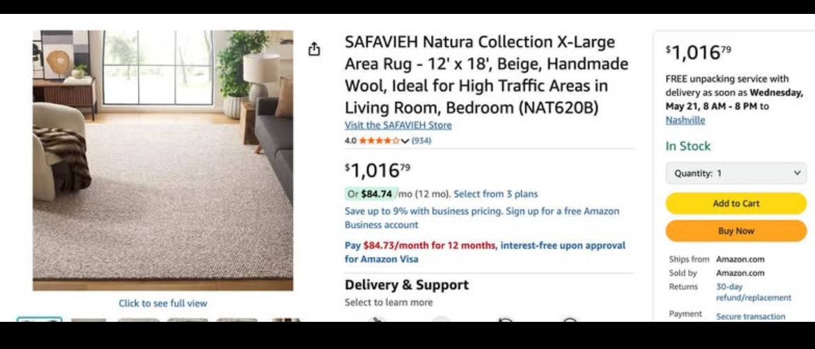 12x18 beige wool rug 🪴