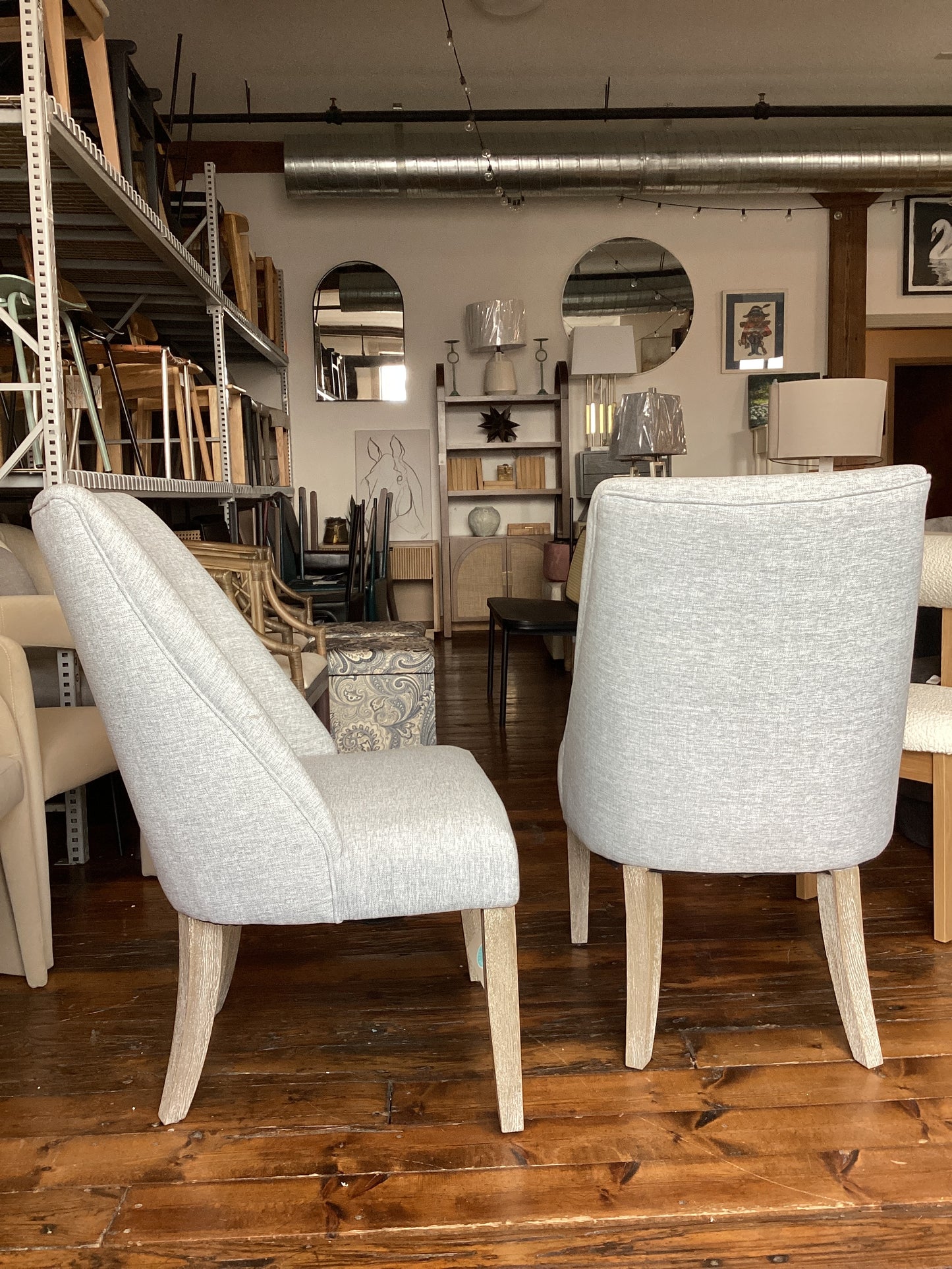 2 light blue linen upholstered Martha Stewart chairs🫐