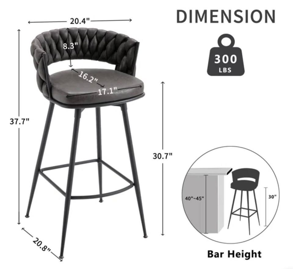 2 swivel black grey counterheight barstools🥂