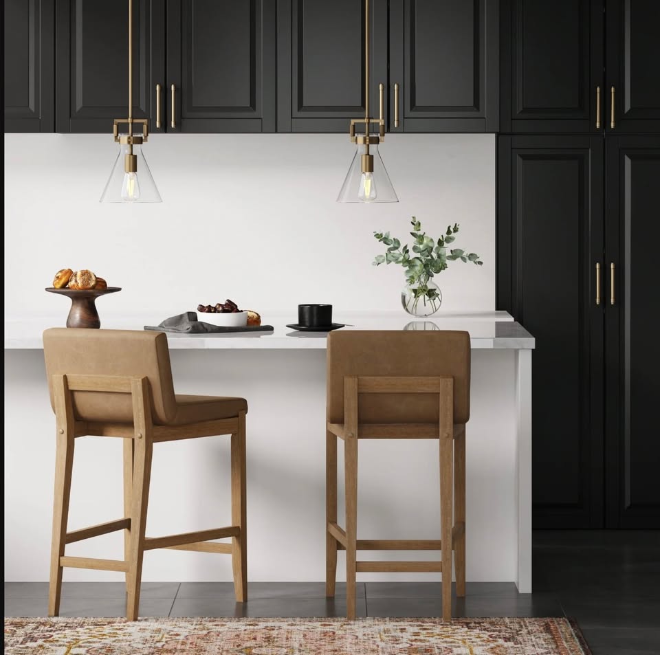 Nathan James modern faux brown leather barstools š„