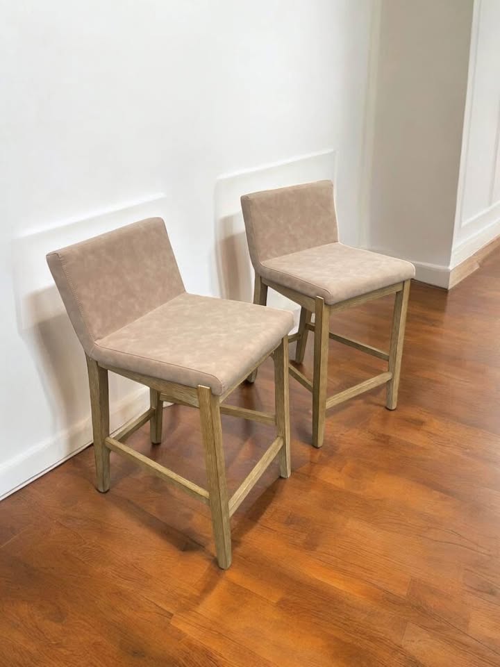 Nathan James modern faux brown leather barstools š„