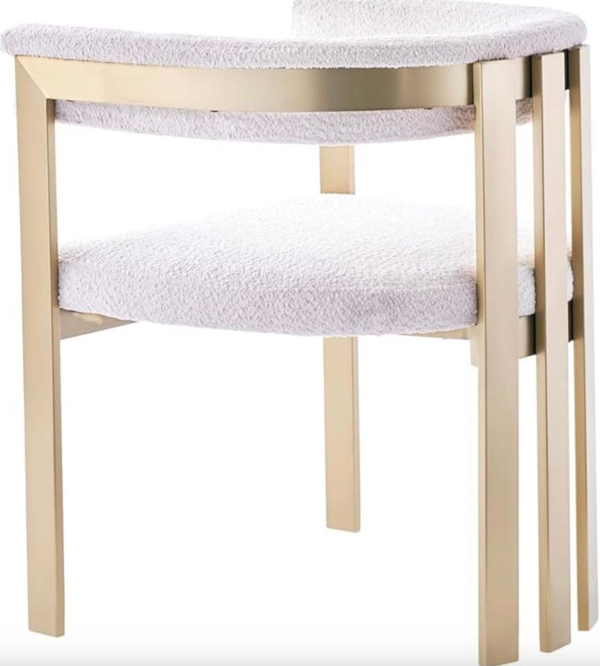 Modern ivory & gold sherpa accent chair ✨