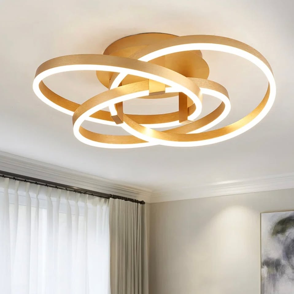 Modern gold geometric 3-light 23" semi-flush mount chandelier 💫