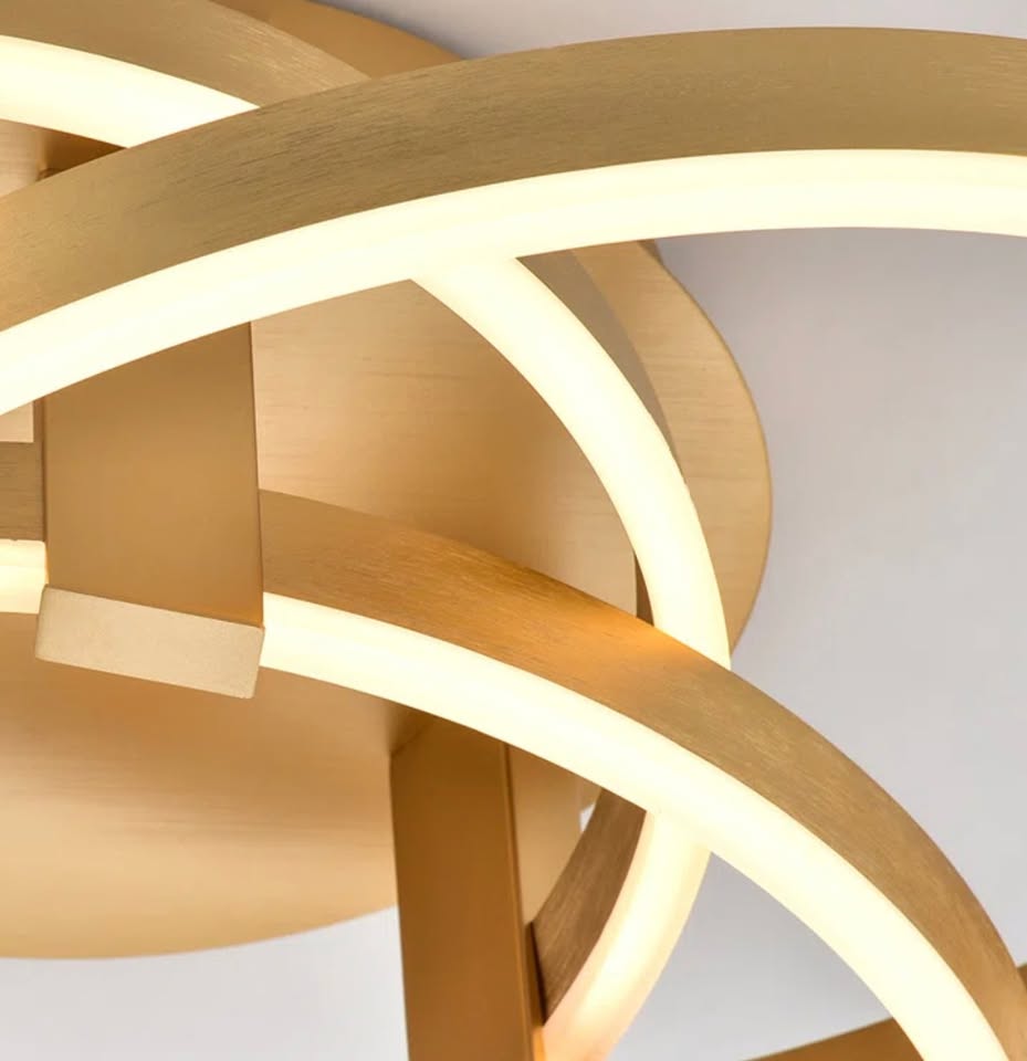 Modern gold geometric 3-light 23" semi-flush mount chandelier 💫