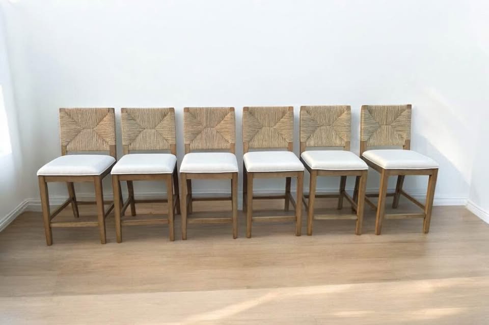 Nathan James seagrass counterheight barstool (natural & white)🍷
