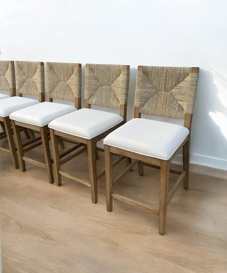 Nathan James seagrass counterheight barstool (natural & white)🍷