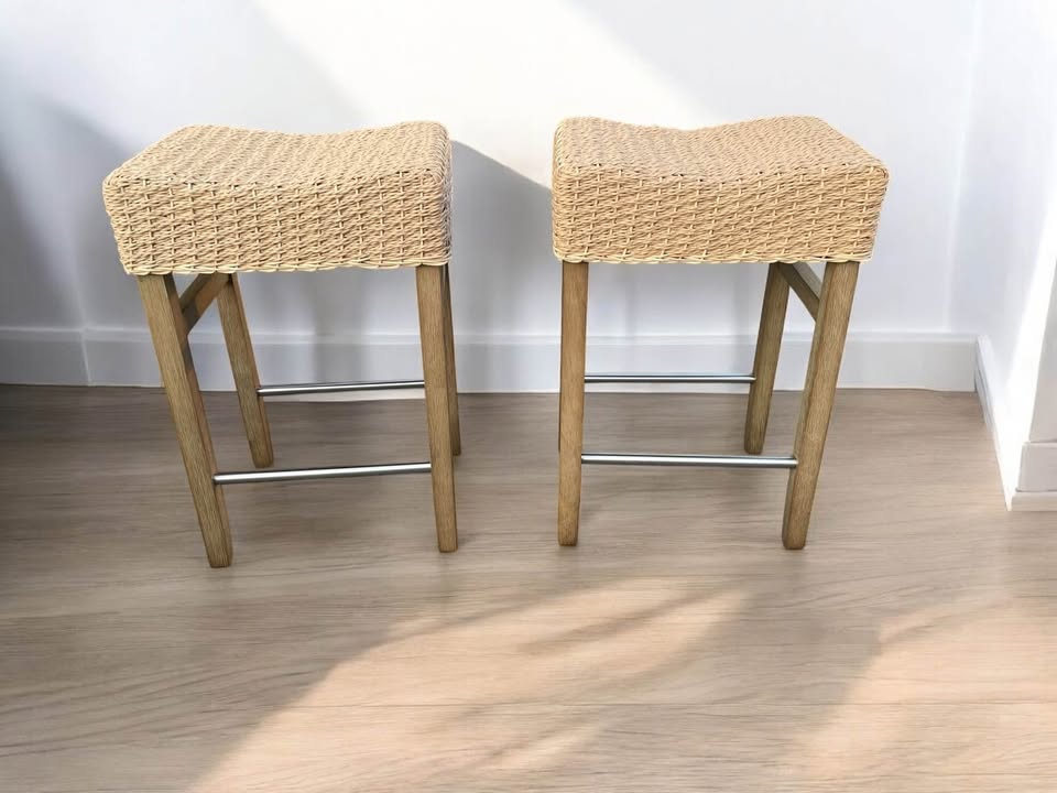 Nathan James backless woven counterheight stools 🌻