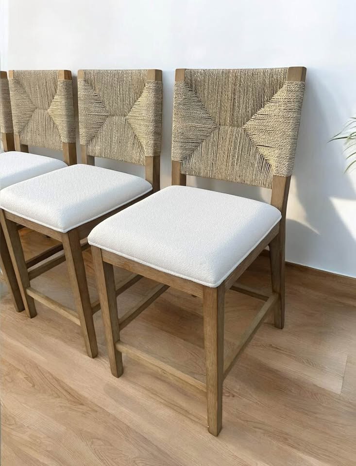 Nathan James seagrass counterheight barstool (natural & white)🍷
