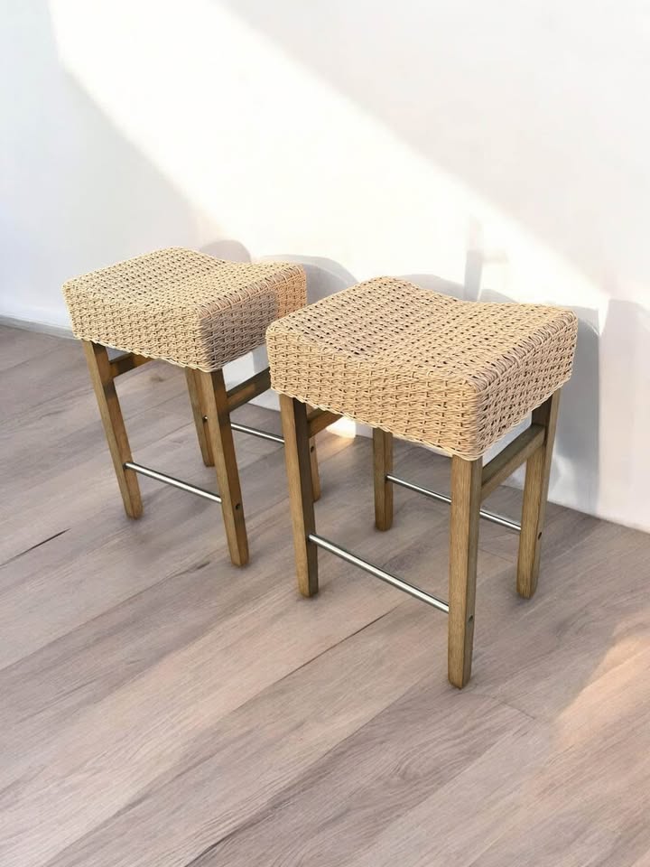 Nathan James backless woven counterheight stools 🌻