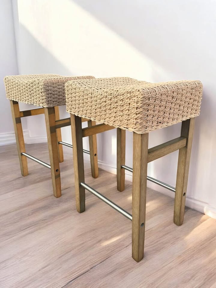 Nathan James backless woven counterheight stools 🌻