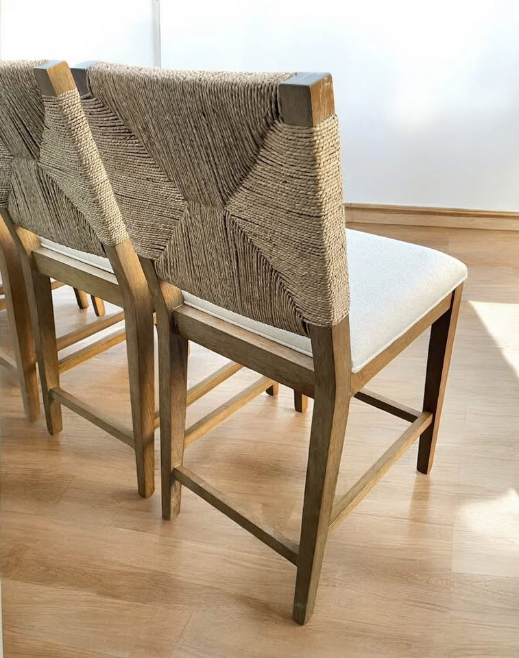 Nathan James seagrass counterheight barstool (natural & white)🍷