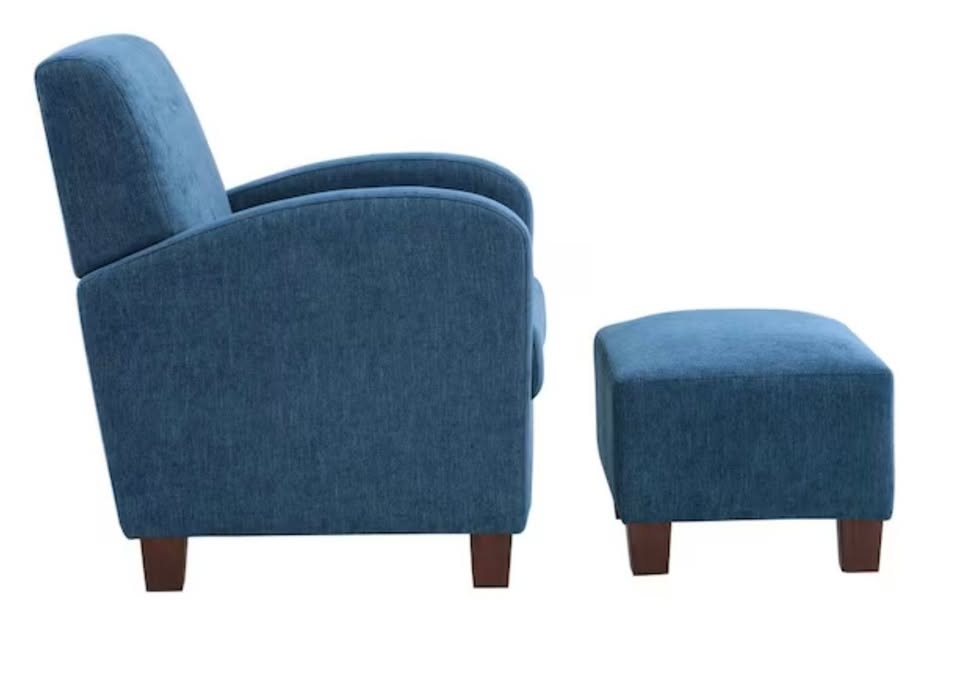 Blue navy herringbone chair w/ ottoman☕