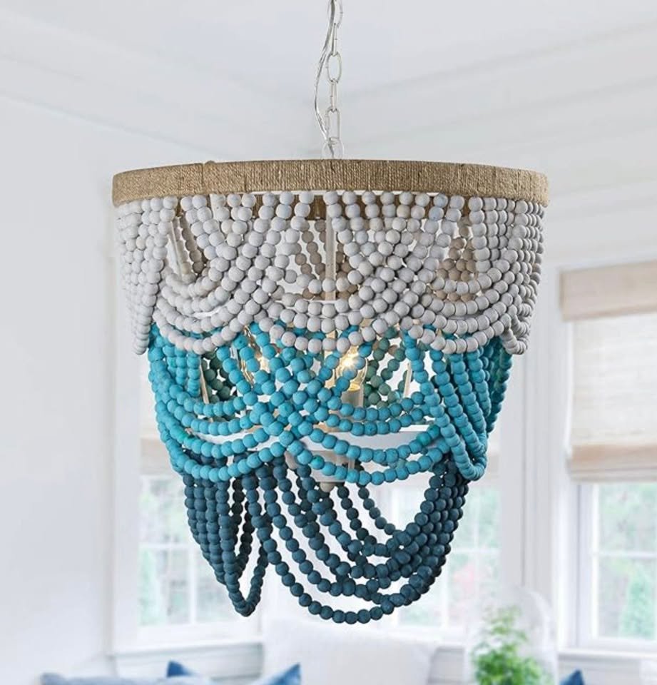 Boho beaded white or blue chandelier 🧿
