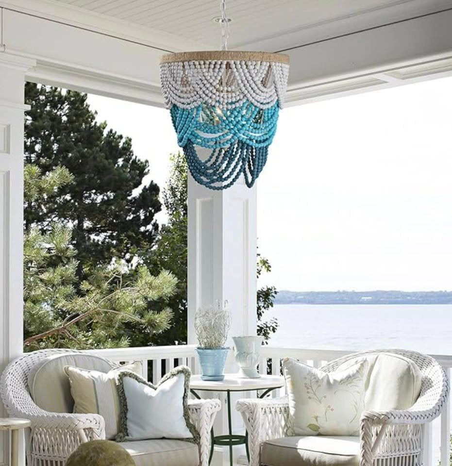Boho beaded white or blue chandelier 🧿