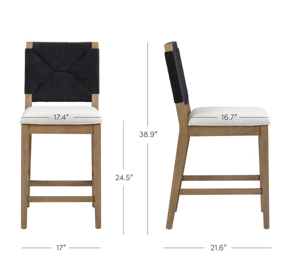 Black seagrass barstool w/ boucle seat 🖤