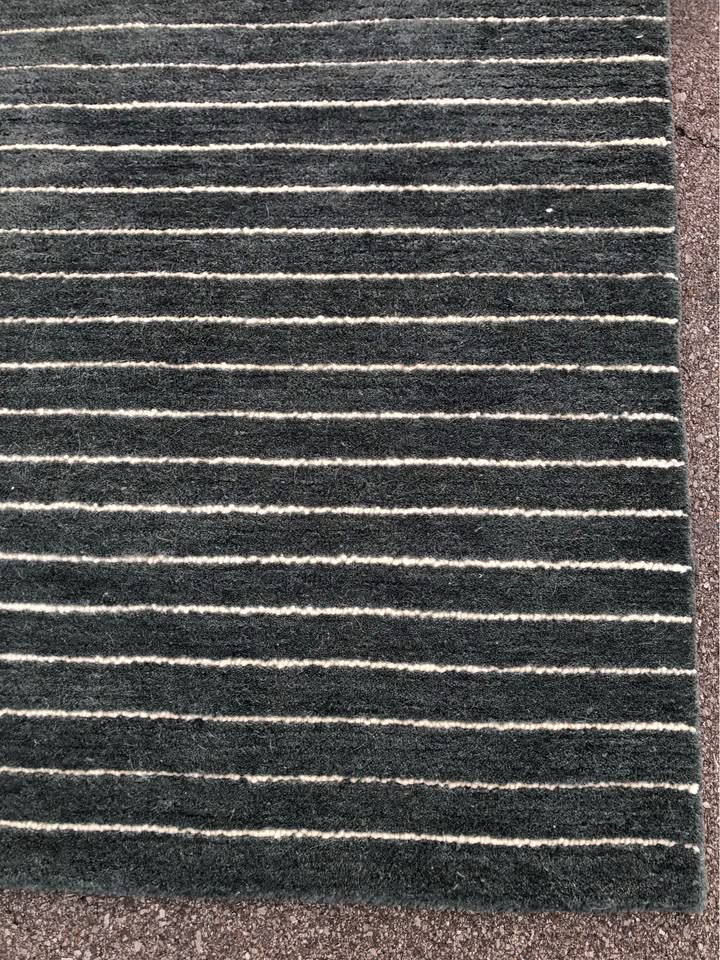8x11 green & ivory striped wool Loloi rug 🪴
