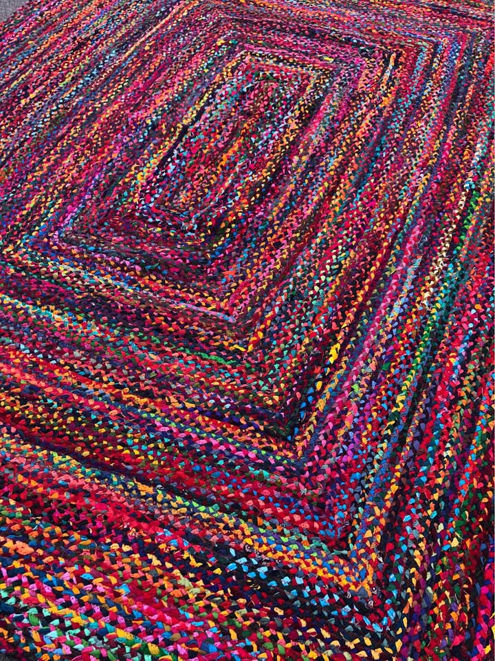 Braided handmade colorful 8x10 cotton rug π
