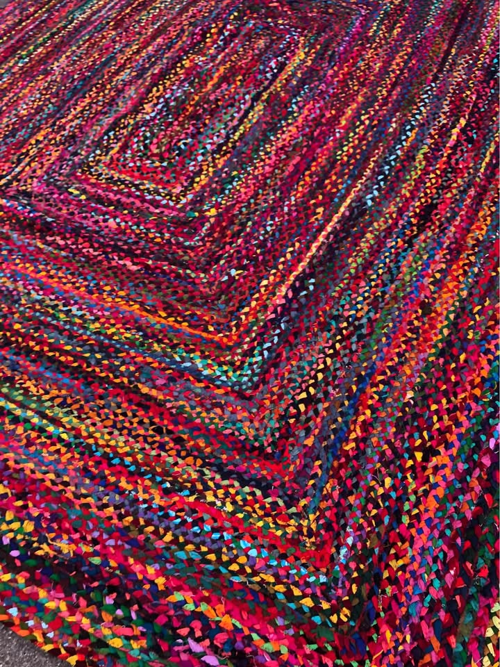 Braided handmade colorful 8x10 cotton rug π