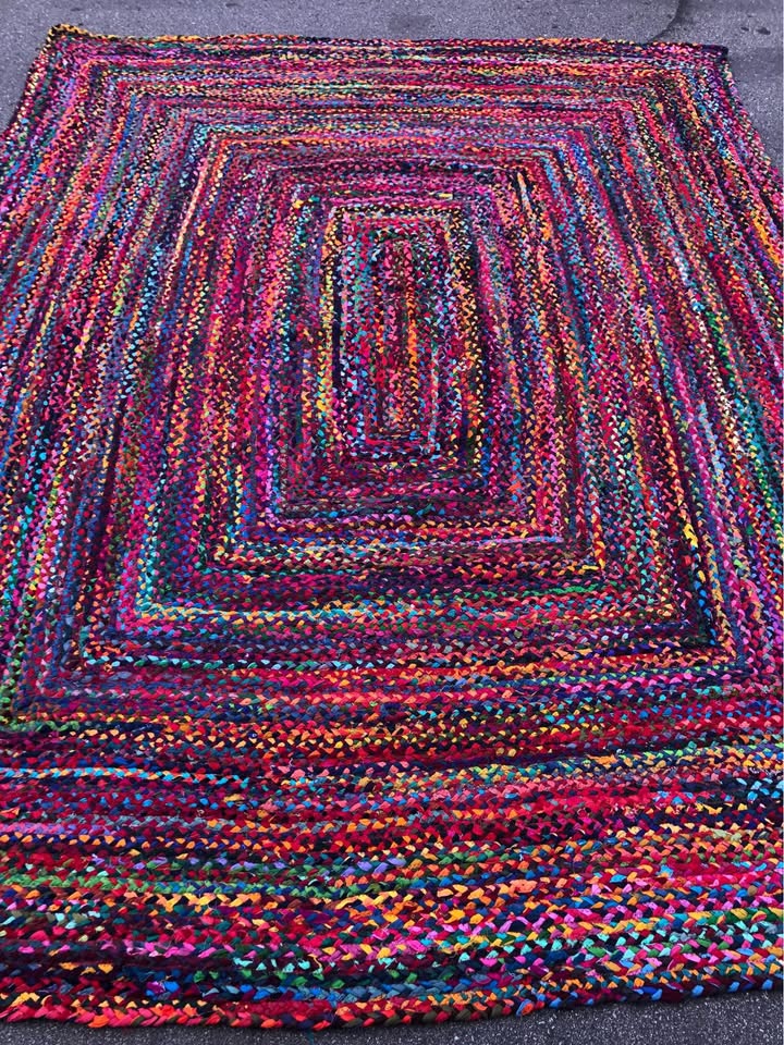 Braided handmade colorful 8x10 cotton rug π