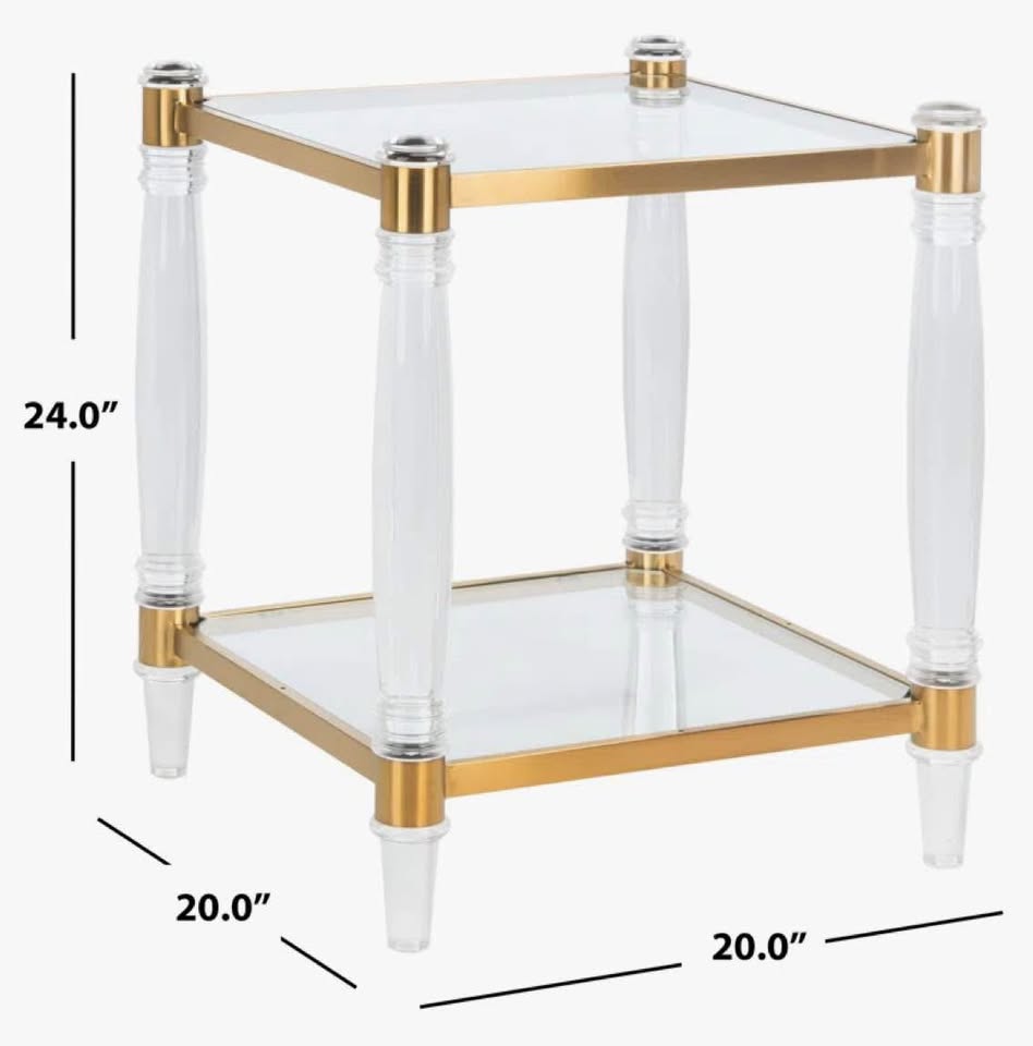 Beautiful glass, acrylic, & gold end table ✨