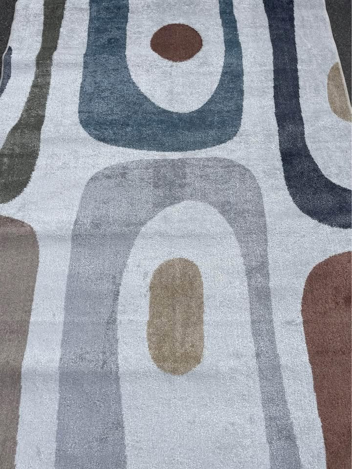 Abstract shapes 4x6 washable rug 🟤