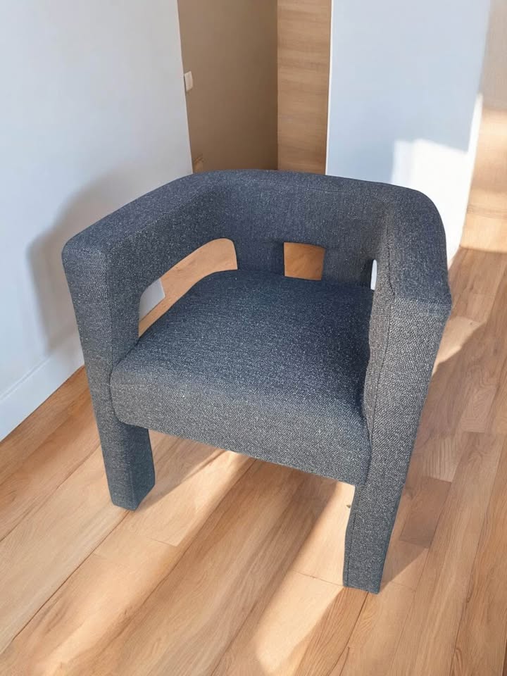 Modern black boucle CB2 accent chair🕷️