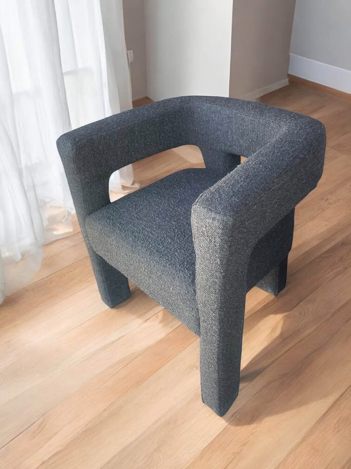 Modern black boucle CB2 accent chair🕷️