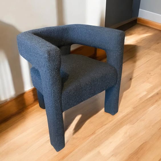 Modern black boucle CB2 accent chair🕷️