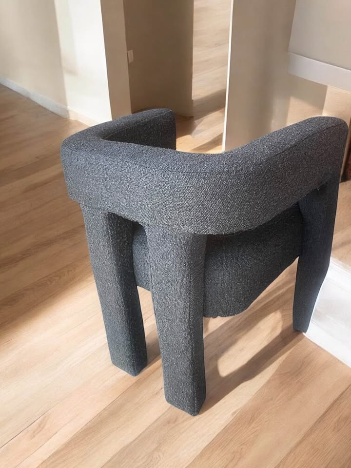 Modern black boucle CB2 accent chair🕷️
