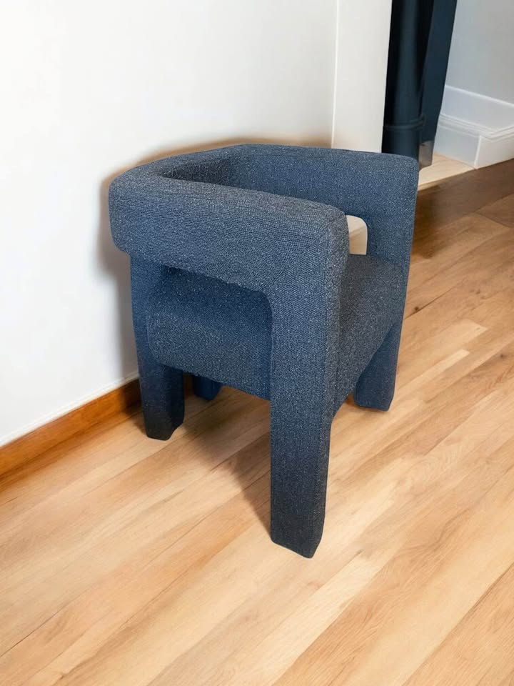 Modern black boucle CB2 accent chair🕷️
