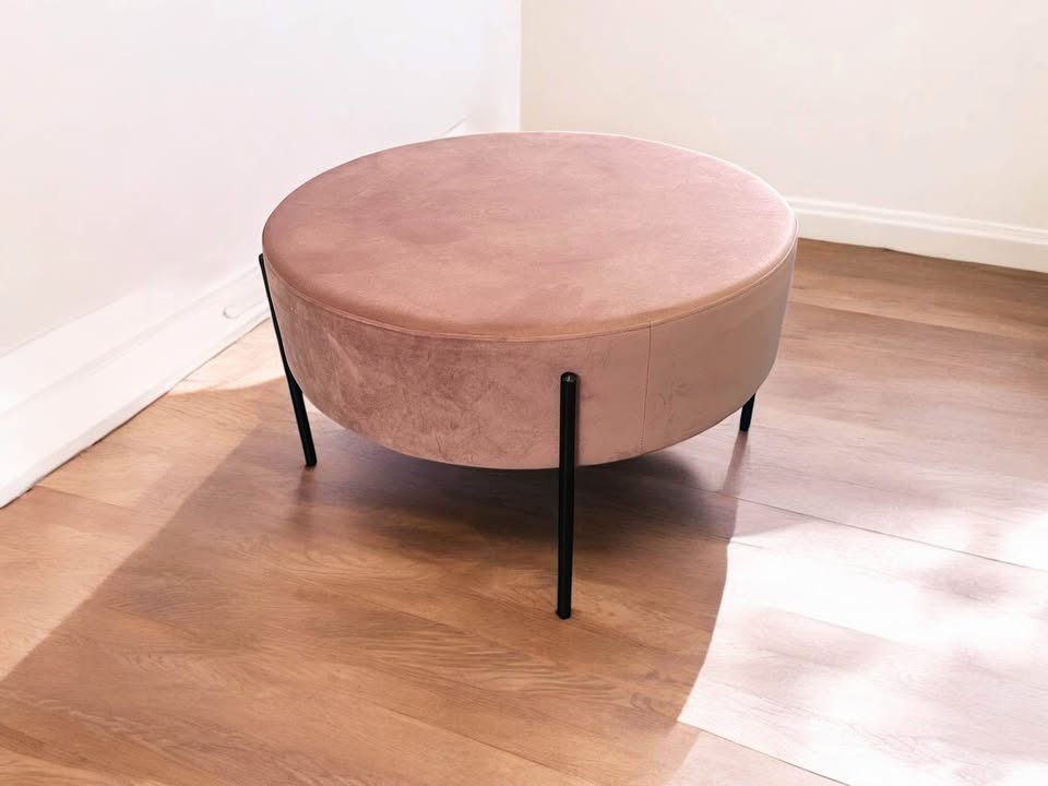 Blush pink velvet ottoman 🌸