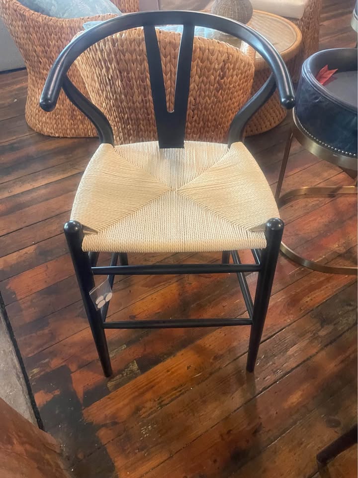 Woven rope natural & black wood counterheight barstool π€