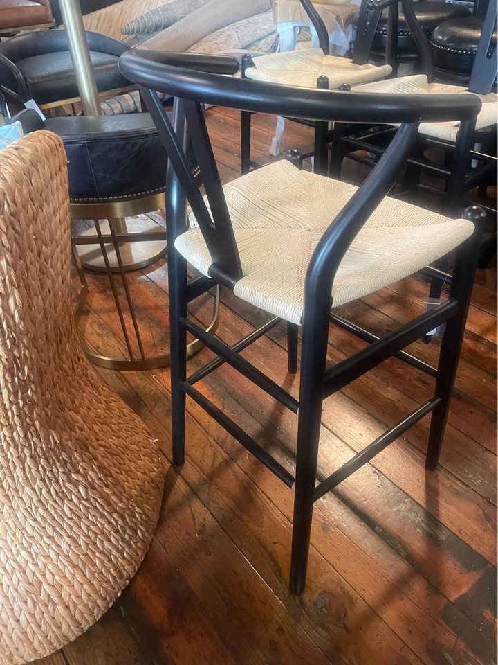 Woven rope natural & black wood counterheight barstool π€