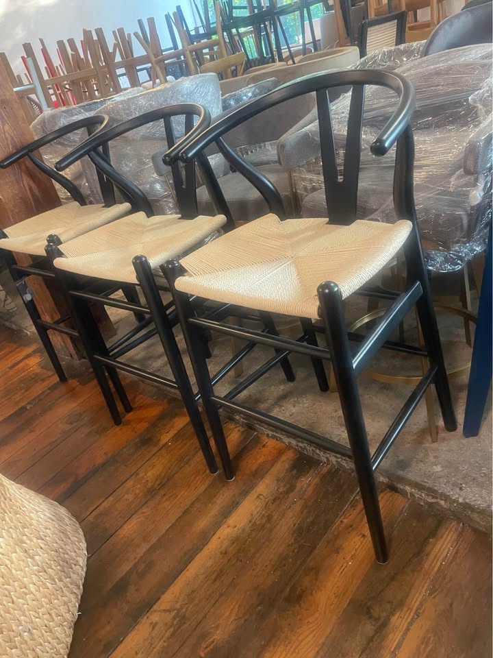 Woven rope natural & black wood counterheight barstool π€