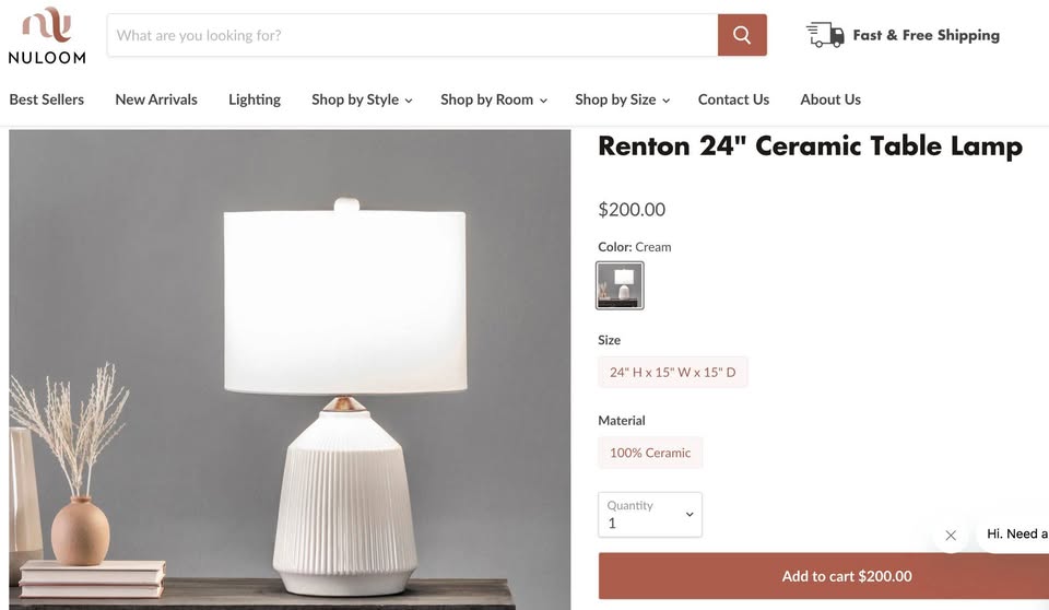 24" ceramic cream lamp 💡