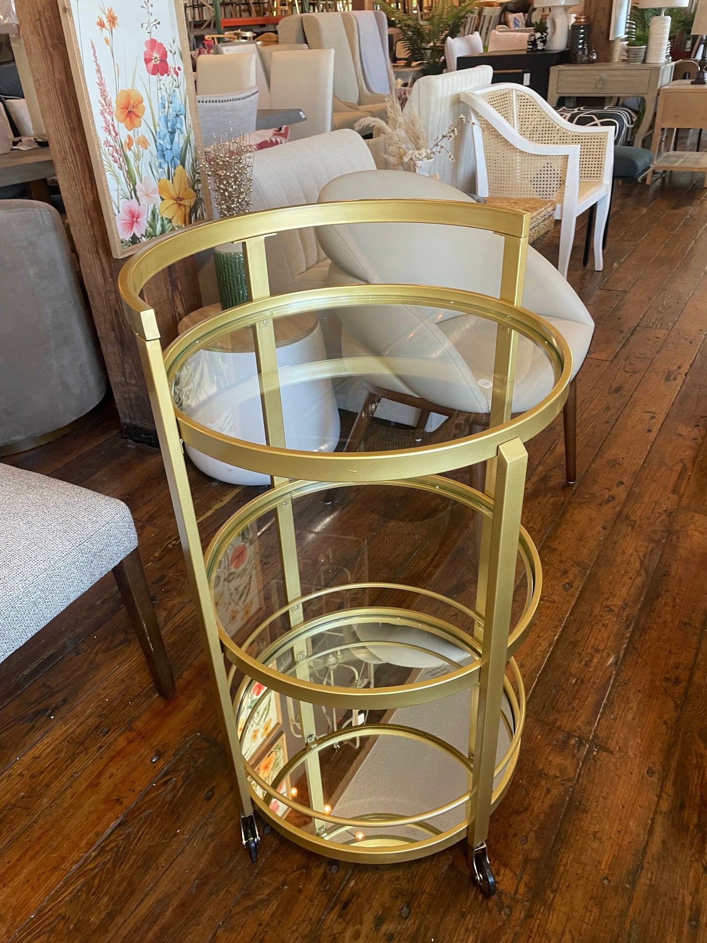 Brass 21" round bar cart 🥂