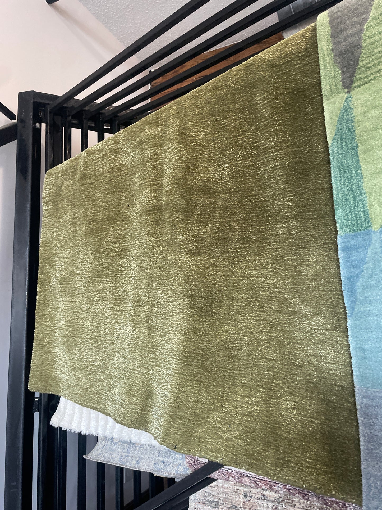 6' square speckled green wool-blend rug π΅