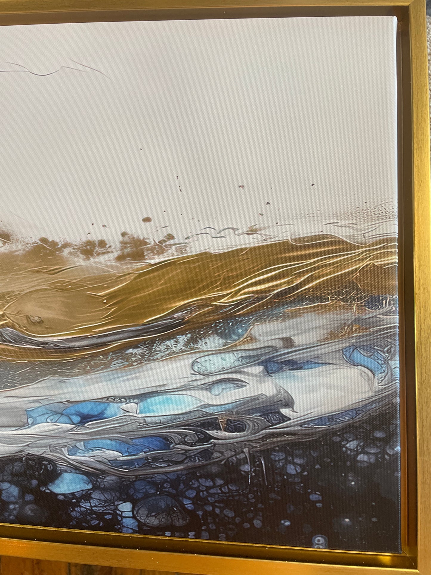 Gray gold modern abstract 32" x 16" contemporary canvas ✨