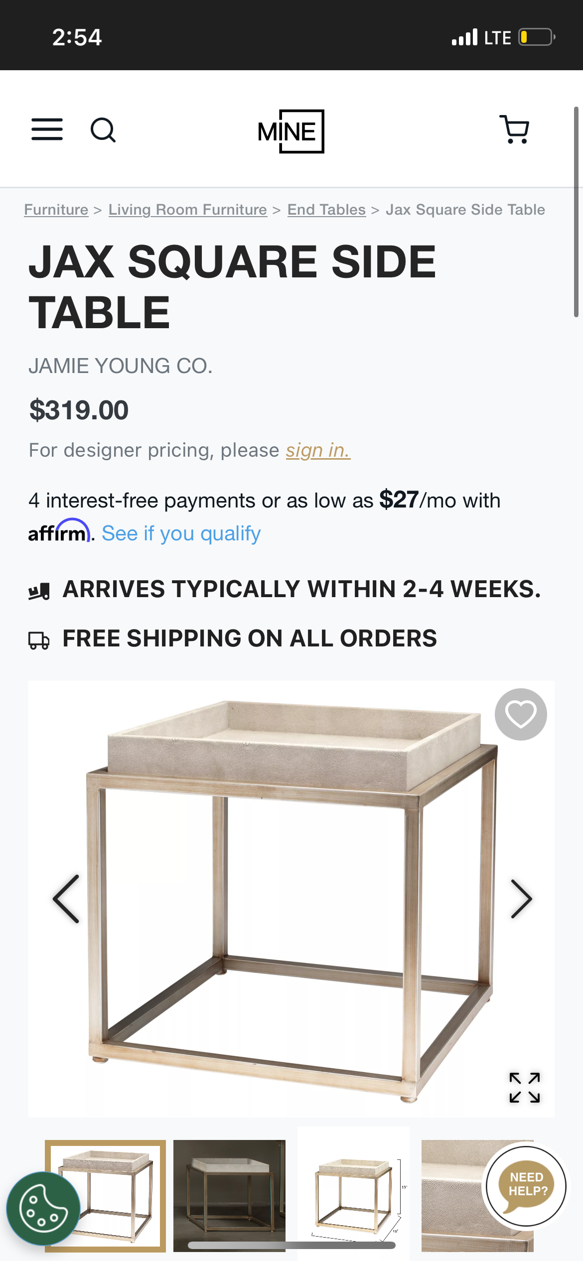 Jamie Young square side table 🍷