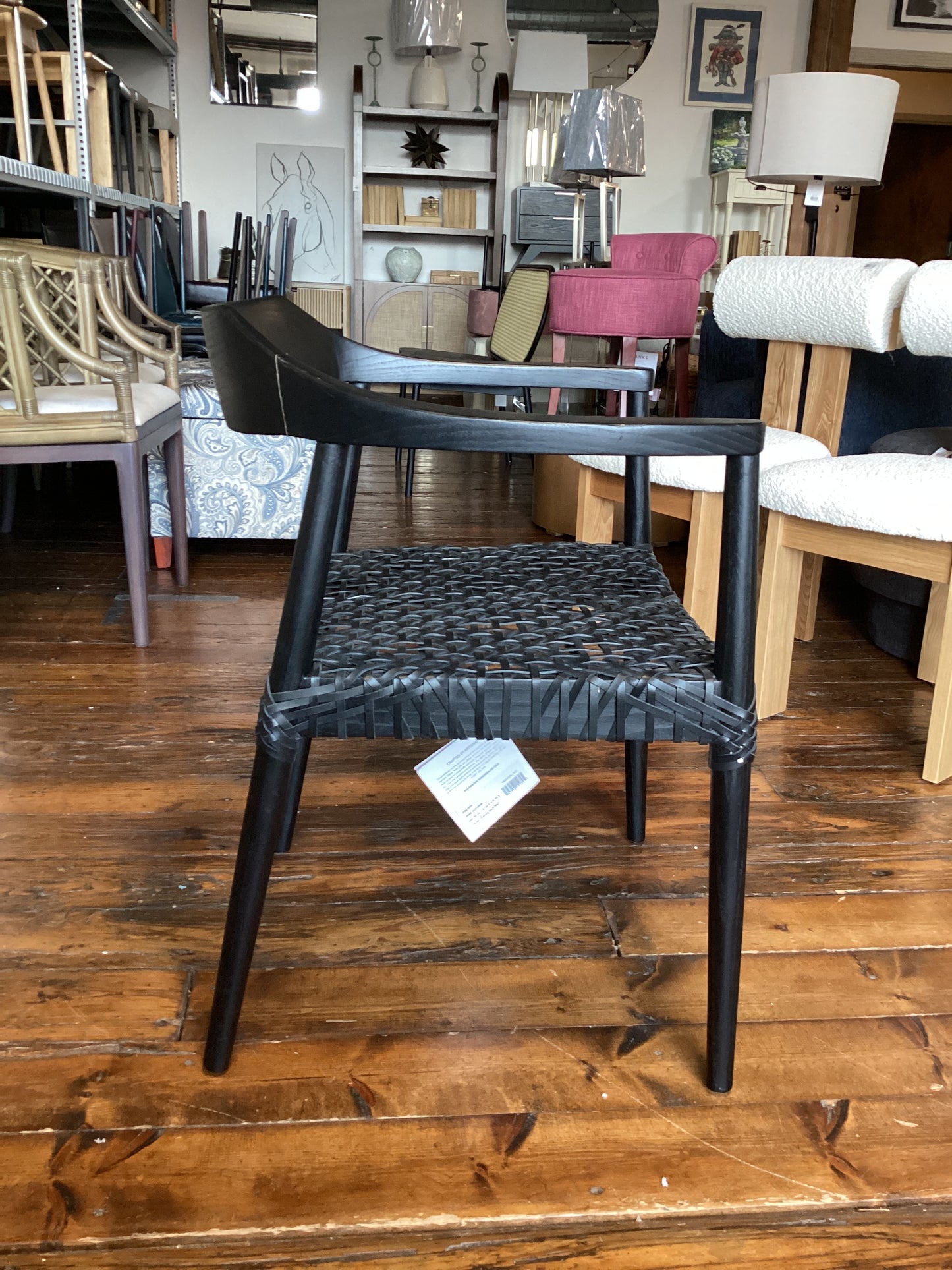 Black wood & woven leather Sungkai accent chair 🖤
